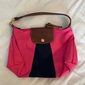 Longchamp tote- hot pink and navy!